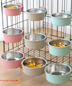 CHÉN GẮN CHUỒNG CHO CHÓ MÈO BẰNG INOX CÓ NÚT VẶN