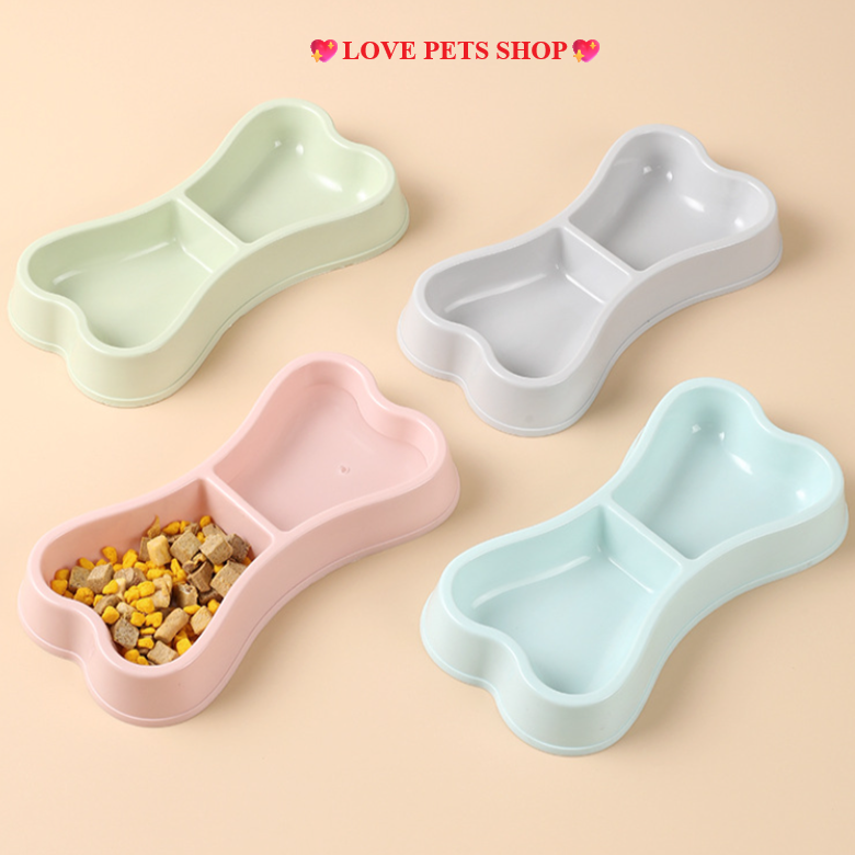 chén ăn cho Chó mèo bằng nhựa 2 ngăn 9