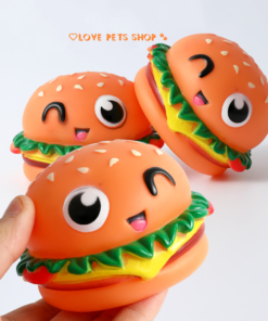 Đồ chơi bánh hamburger bằng nhựa vynil có kèn kêu cho Chó Mèo