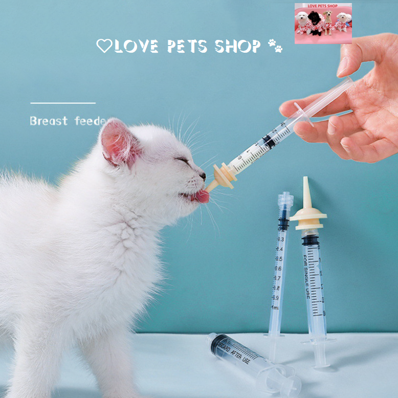 Ống bơm sữa và thuốc cho chó mèo gắn núm vú giả 21