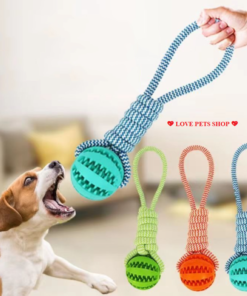 Đồ chơi cho Chó quả bóng rò rỉ thức ăn kèm dây thừng gặm sạch răng