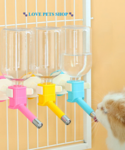 Bình nước gắn chuồng và lồng vận chuyển cho Chó mèo theo nguyên lý tác động viên bi