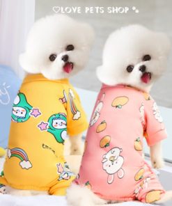 Áo liền quần có tay cho Chó mèo bằng vải nỉ hoạ tiết