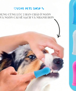 Bàn chải đánh răng cho Chó Mèo 360 độ xỏ ngón