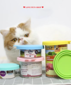 Nắp đậy hộp pate và muỗng cho chó mèo bằng nhựa dẻo có 3 nấc điều chỉnh