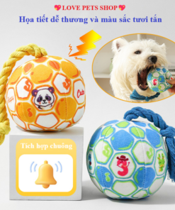Đồ chơi cho Chó bóng bông kèm dây thừng gặm gắn chuông lục lạc