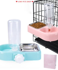 Bình đựng nước gắn chuồng tự động kèm chén ăn inox cho Chó Mèo