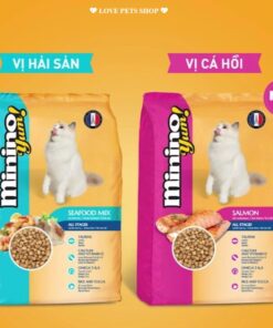 Thức ăn hạt cho Mèo Minino Yum bịch 350gram vị hải sản và cá hồi