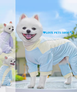 Áo liền quần cho Chó Mèo bằng vải thun lạnh 4 chiều kèm khoen móc dây dắt