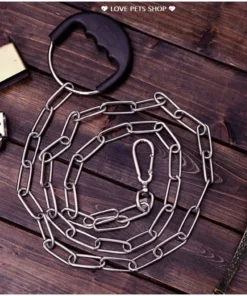Dây dắt cho Chó lớn bằng thép không gỉ hàn liền có tay cầm bọc cao su
