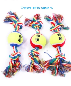 Đồ chơi cho Chó dây thừng gặm sạch răng kèm bóng tennis