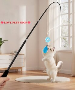 Cần câu mèo siêu dài gắn bông hoa lông vũ siêu dài 1.8m
