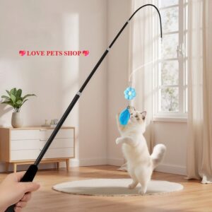 Cần câu mèo siêu dài gắn bông hoa lông vũ siêu dài 1.8m