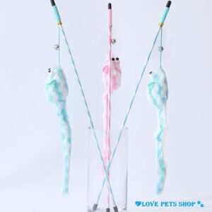 Đồ chơi cần câu Mèo gắn chuột lông dài