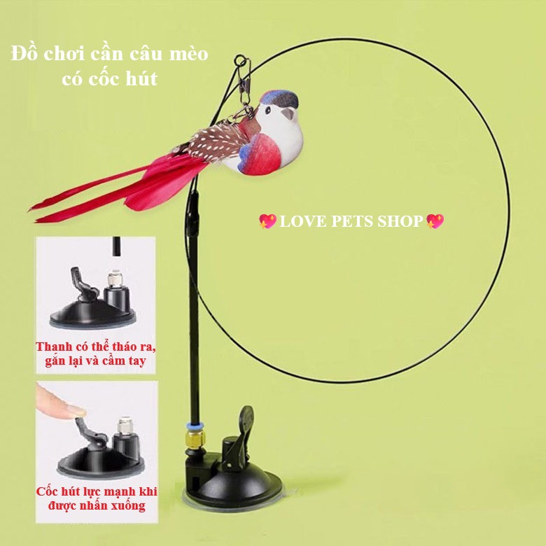 Đồ chơi cần câu Mèo có cốc hút 1 đầu tay ấn lực hút mạnh