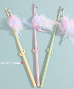 Đồ chơi cần câu mèo tay cầm nhựa 2 mấu