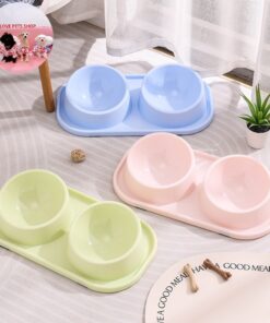 Khay chén ăn đôi chống kiến cho Chó Mèo bằng nhựa 2 ngăn