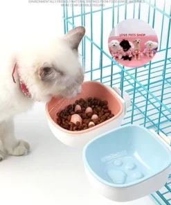 Chén ăn gắn chuồng, lồng vận chuyển cho Chó Mèo và thú cưng chống sặc