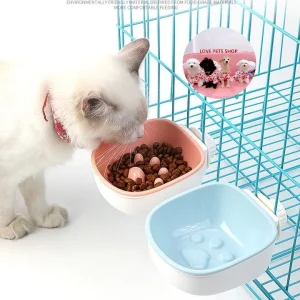 Chén ăn gắn chuồng, lồng vận chuyển cho Chó Mèo và thú cưng chống sặc
