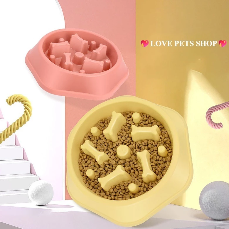 Chén ăn Chó Mèo chống sặc, chống ăn nhanh bằng nhựa PP