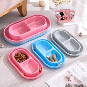 Chén ăn chống kiến cho Chó Mèo 2 ngăn bằng nhựa PP