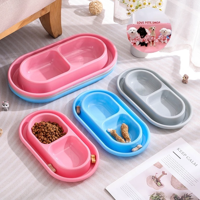 Chén ăn chống kiến cho Chó Mèo 2 ngăn bằng nhựa PP