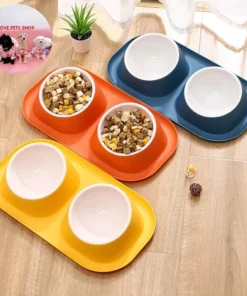 Khay chén ăn đôi chống kiến cho Chó Mèo bằng nhựa 2 ngăn