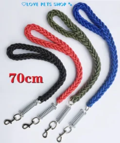 Dây dắt Chó ngắn 8 sợi dây thừng bện có lò so trợ lực