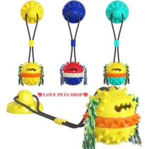 Đồ chơi cho Chó gặm sạch răng quả bóng rò rỉ thức ăn có cốc hút