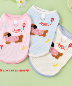 Áo ba lỗ cho chó mèo co giãn 4 chiều Smile kèm khoen móc dây dắt