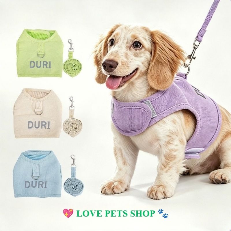 Bộ dây dắt Chó Mèo kèm đai yếm Duri
