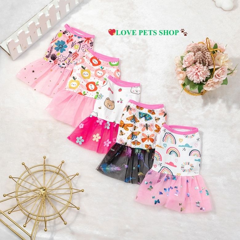 Đầm ba lỗ mùa hè cho Chó mèo bằng vải cotton
